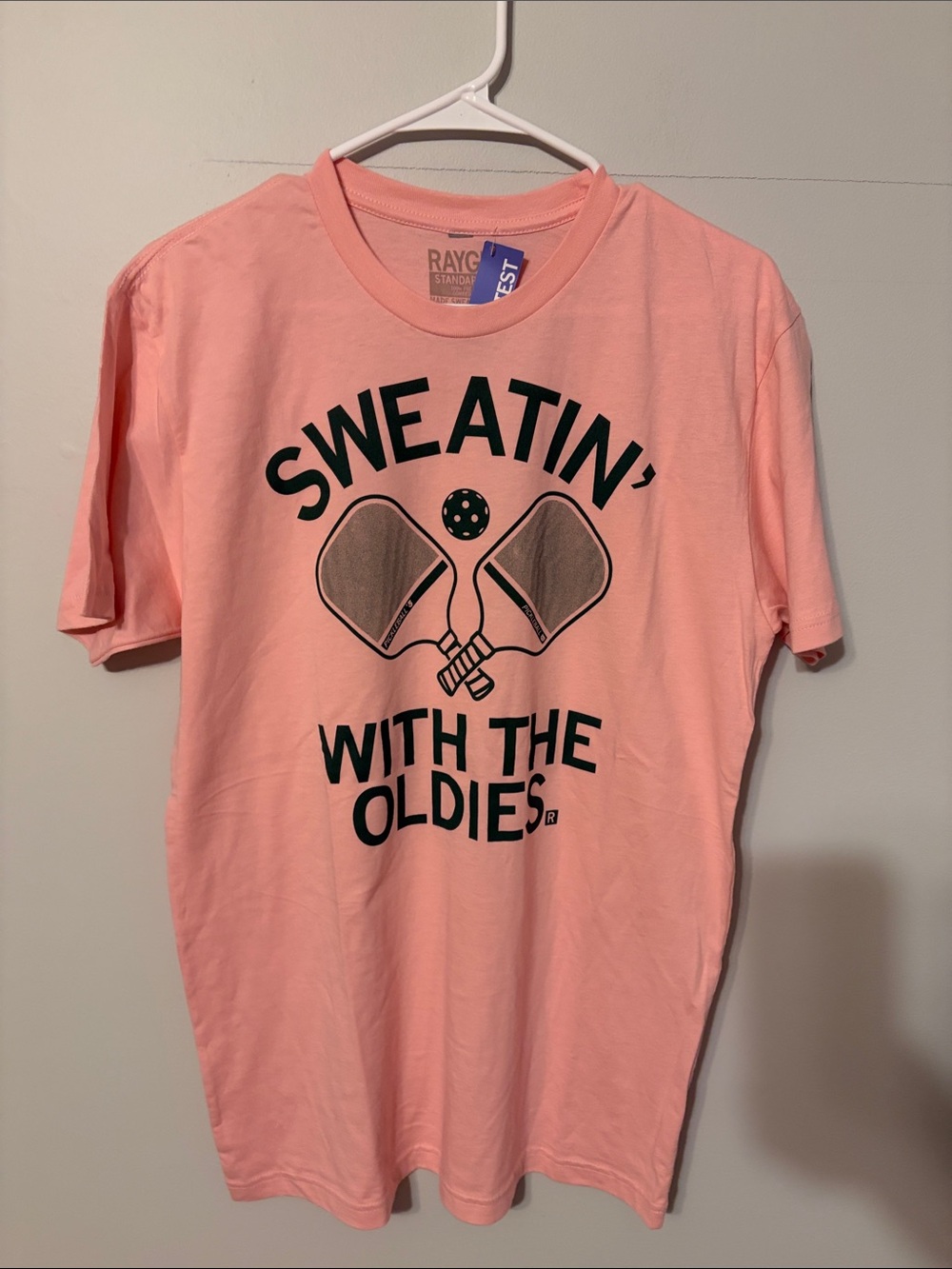 Raygun Pink 'Sweatin' W/ The Oldies' Graphic Short Sleeve Tee. 💯 cotton Med NWT